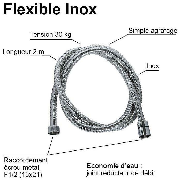Edouard Rousseau ROU3047404026110 Manguera de Ducha con Tuercas Metálicas, Engarces de Seguridad, 2m, Mango de Acero Inoxidable Cromado 3 Edouard Rousseau ROU3047404026110 Manguera de Ducha con Tuercas Metálicas, Engarces de Seguridad, 2m, Mango de Acero Inoxidable Cromado 3