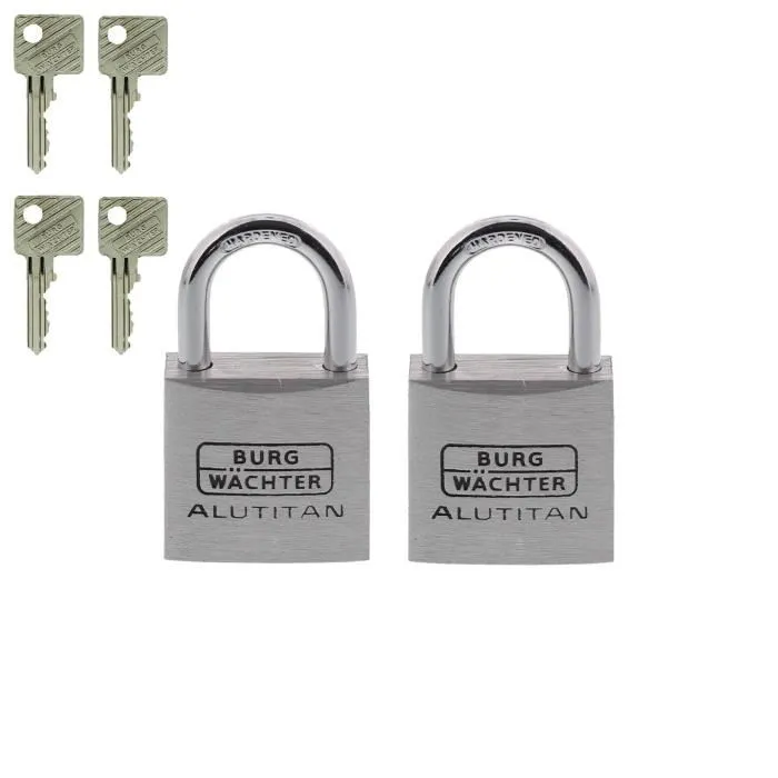Burg Wachter Juego de 2 Candados DUO 770 30 SB 30 mm Alutitan Doble Cierre Anti-picking 4