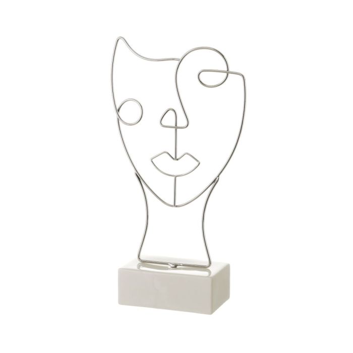 Figura Decorativa Blanco Plateado Cerámica Hierro 18,5 x 8 x 34,3 cm