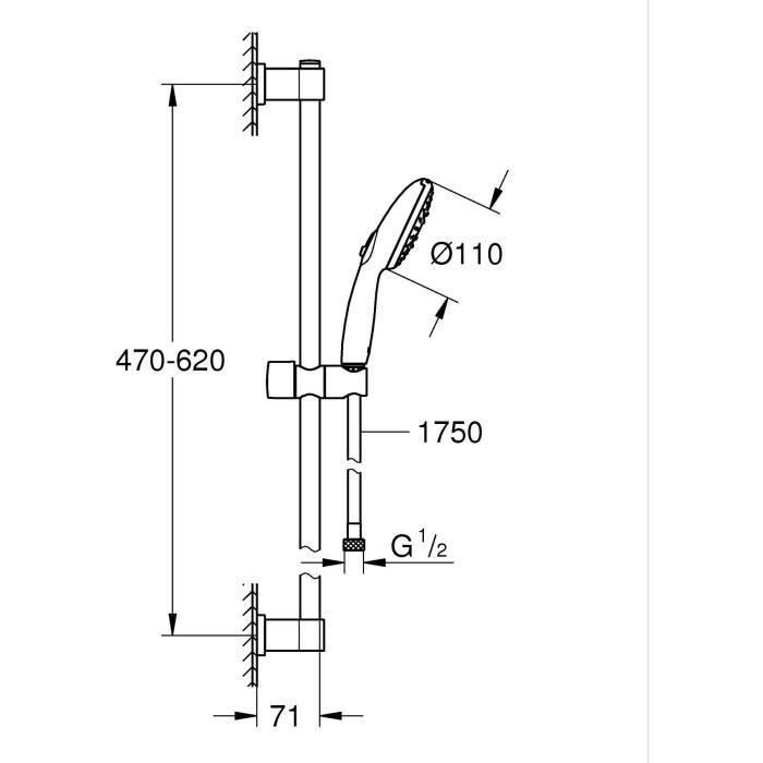 Set de ducha con rociador de 3 chorros, barra y flexo - GROHE Vitalio Start 110 26032001 - Fácil selección - Ahorro de agua 3