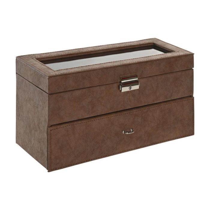 Caja-Joyero Home ESPRIT Marrón Poliuretano Cristal Madera MDF 27,5 X 11 X 15,5 CM 1 Caja-Joyero Home ESPRIT Marrón Poliuretano Cristal Madera MDF 27,5 X 11 X 15,5 CM 1