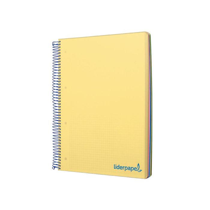 Cuaderno Espiral Liderpapel A4 Micro Wonder Tapa Plastico 120H 90 gr Cuadro 5 mm 5 Banda4 Taladros Color Amarillo 2