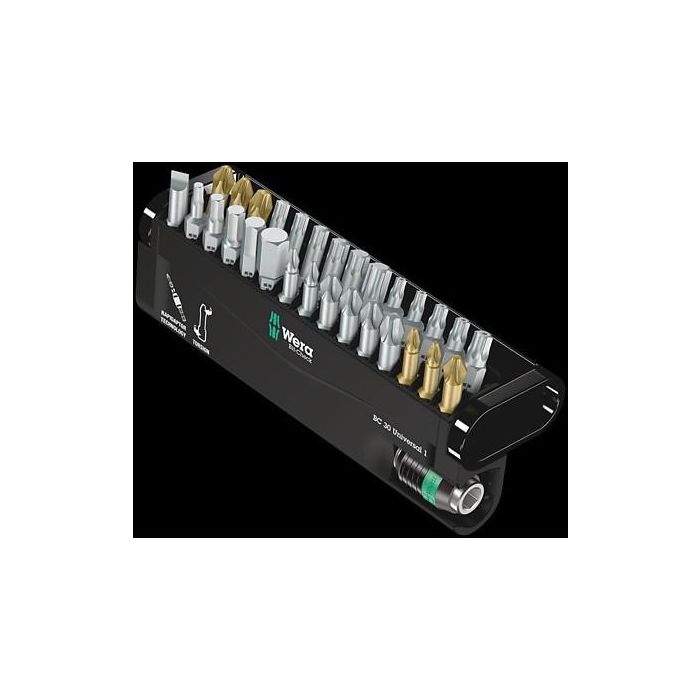 Wera 05056440001 Set de Puntas de Destornillador Bit-Check 30 Universal 1, 29 Piezas, Hexagonal, Phillips, Pozidriv, Torx Plus