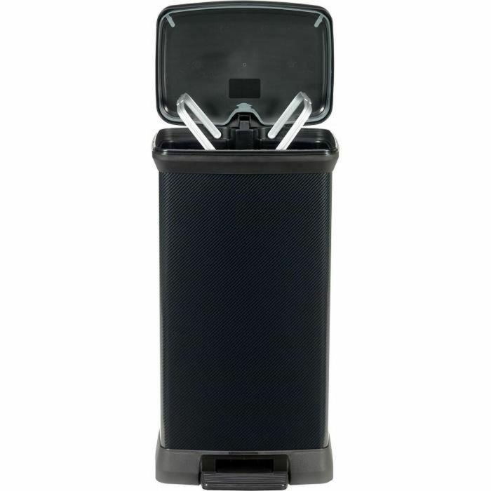 Curver Papelera Decobin Rectangular Estrecha y Alta 50 L Negro Carbón con Aspecto Acero Inoxidable 100% Reciclable 1