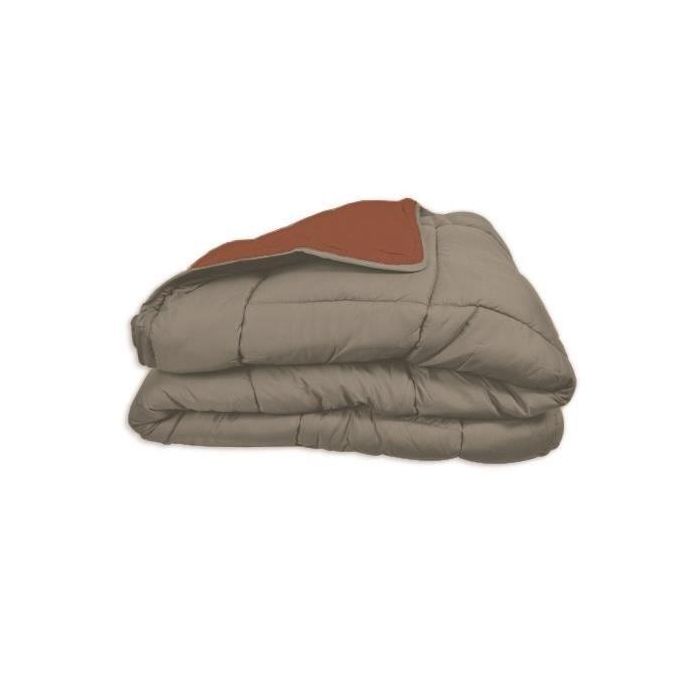 POYET MOTTE Edredón Microfibra 400g / m² CALGARY - 140 x 200 cm - Gris guijarro y gimgembre marrón 2 POYET MOTTE Edredón Microfibra 400g / m² CALGARY - 140 x 200 cm - Gris guijarro y gimgembre marrón 2