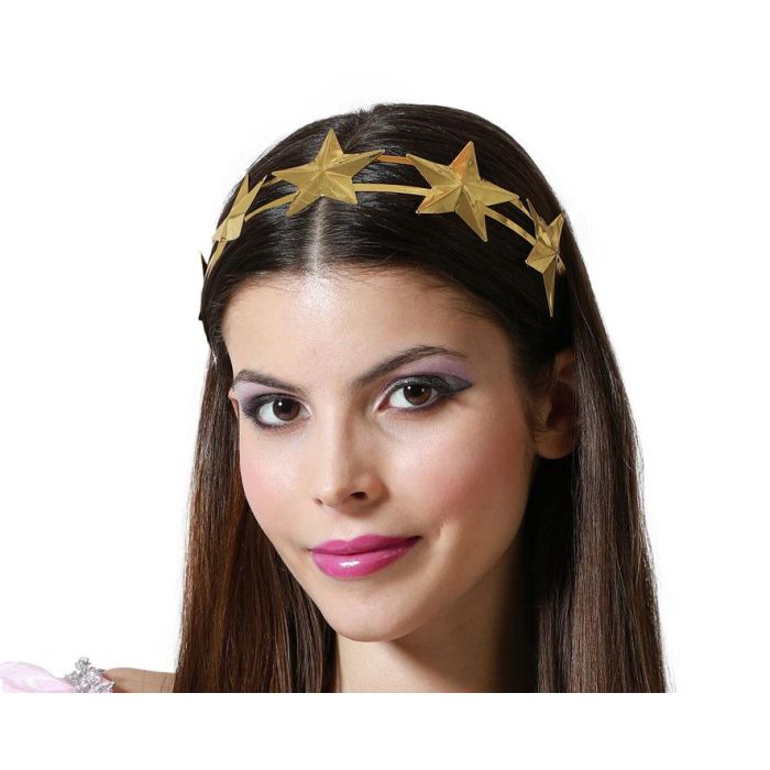 Diadema Metal Estrellas Dorado - Accesorio para Disfraz de Princesa Espacial, Diosa o Fantasía - Perfecta para Carnaval, Halloween o Cosplay