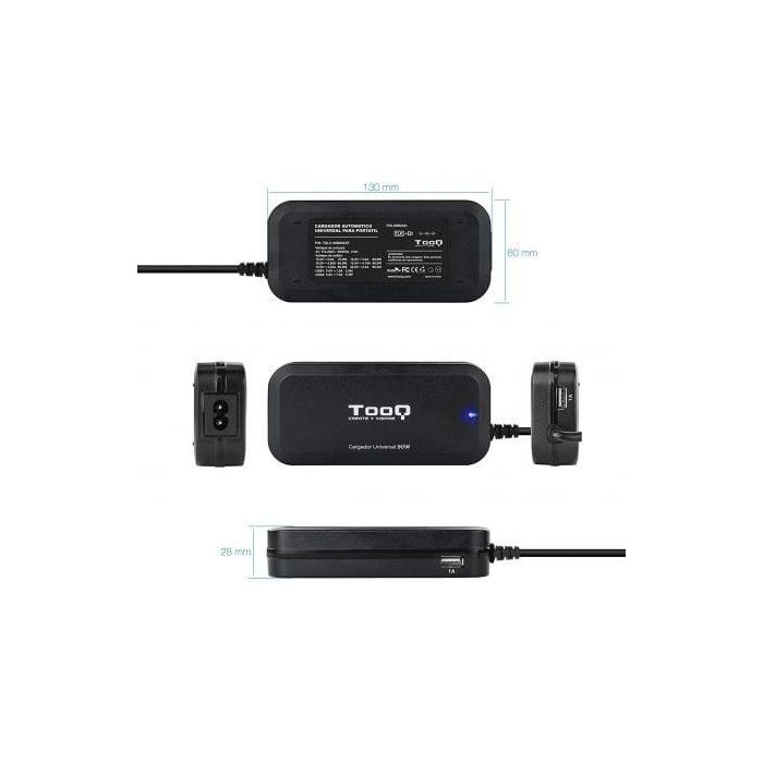 Cargador de Portátil TooQ TQLC-90BS02AT/ 90W/ Automático/ 12 Conectores/ Voltaje 12-20V/ 1 USB 3 Cargador de Portátil TooQ TQLC-90BS02AT/ 90W/ Automático/ 12 Conectores/ Voltaje 12-20V/ 1 USB 3