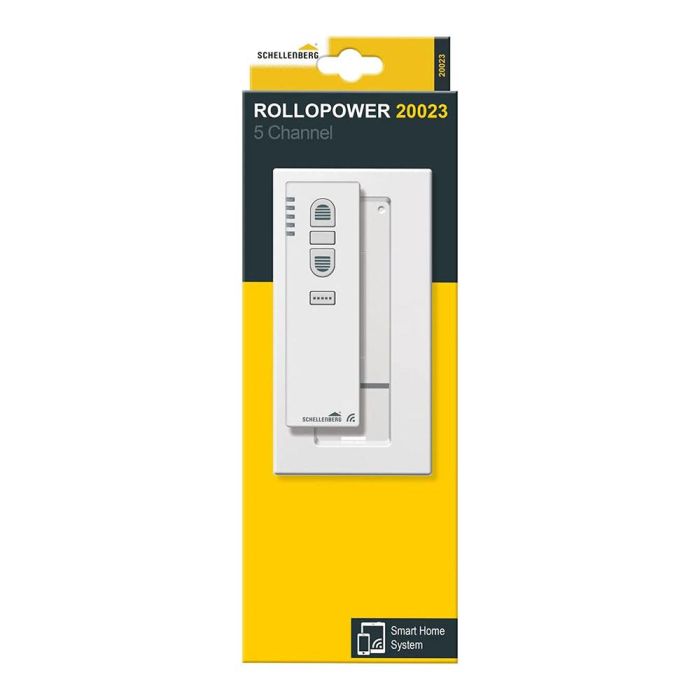 Schellenberg Mando a distancia para persianas 5 canales blanco 20023 - Control remoto inalámbrico con soporte para pared y 2 pilas AAA incluidas 1