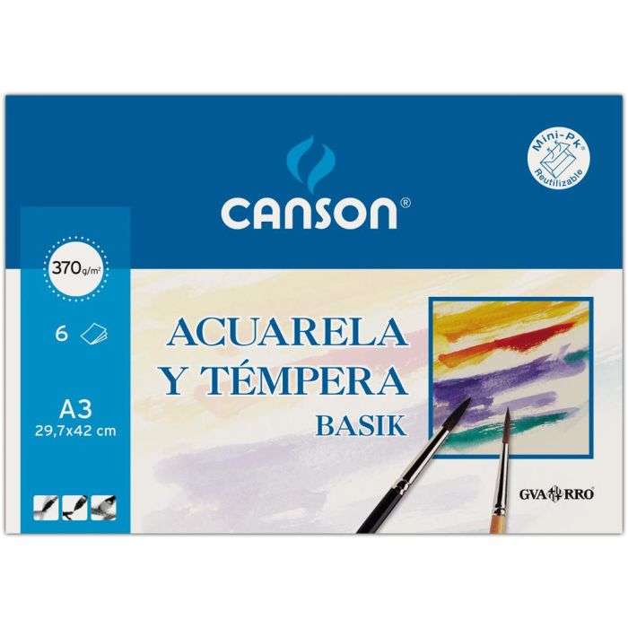 Canson Minipack Acuarela Y Témpera Basik 6 Hojas Liso 29,7x42 cm 3