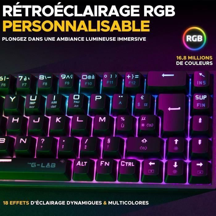 Teclado para juegos de triple modo - The G-Lab - KEYZ TITAN - Mecánico (interruptor rojo) - Inalámbrico - RGB 2 Teclado para juegos de triple modo - The G-Lab - KEYZ TITAN - Mecánico (interruptor rojo) - Inalámbrico - RGB 2