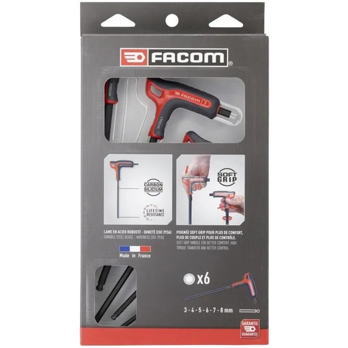 Facom 84TZSA.PB Juego de 6 Llaves en Forma de T con Asas, 6 Caras 5