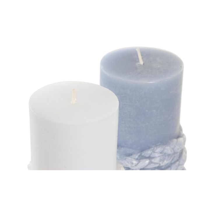 DKD Home Decor Vela Mediterraneo Cera Gris Azul 7.2x7.2x10 cm 244 gr 30h Lote 12 Unidades Surtido Aleatorio 1
