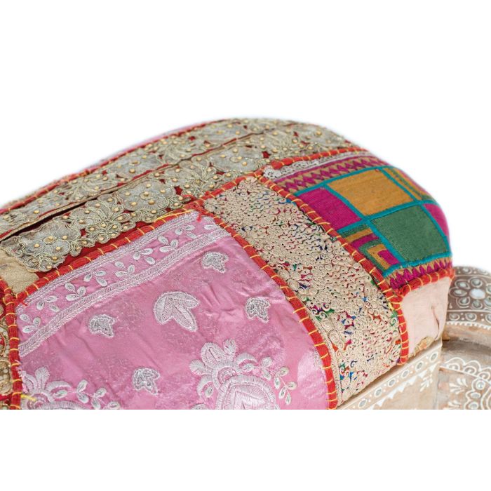 Giner y Colomer Banco de Madera de Mango y Tela Patchwork Multicolor 45x90x38 cm 2