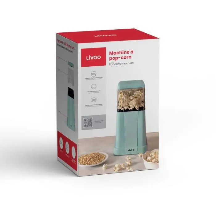 Livoo DOM497 Máquina de Palomitas de Maíz, 1200W, Hasta 100g de Granos, Azul 3