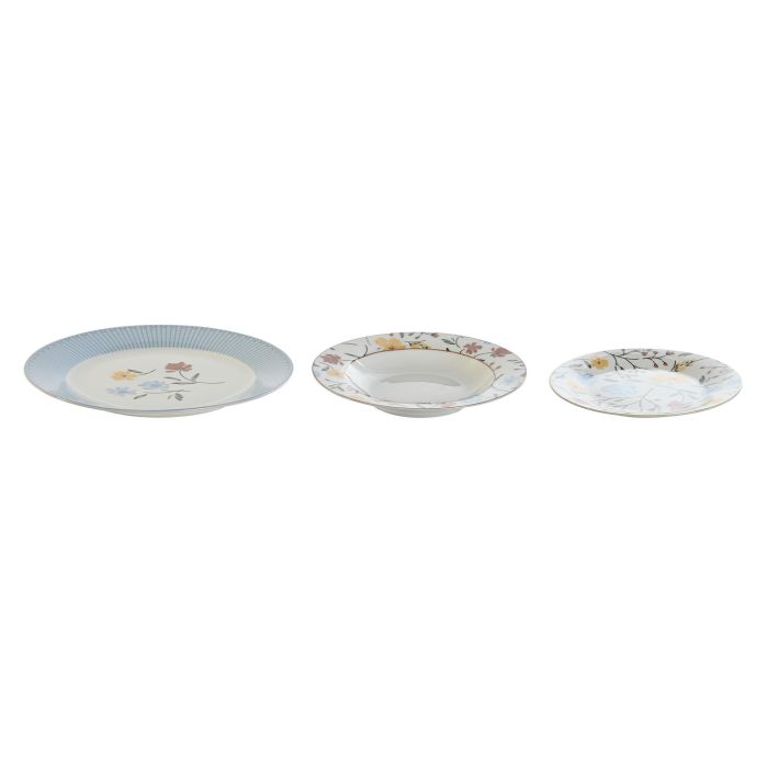 DKD Home Decor Vajilla Azul Blanco Porcelana 18 Piezas Shabby 3