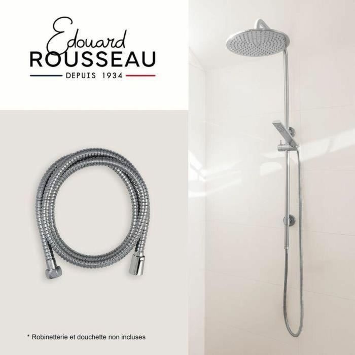 ROUSSEAU ROU3047404204846 Manguera de ducha 1,75m con tuerca metálica anti-torsión, engarces de seguridad, acero inoxidable cromado 4