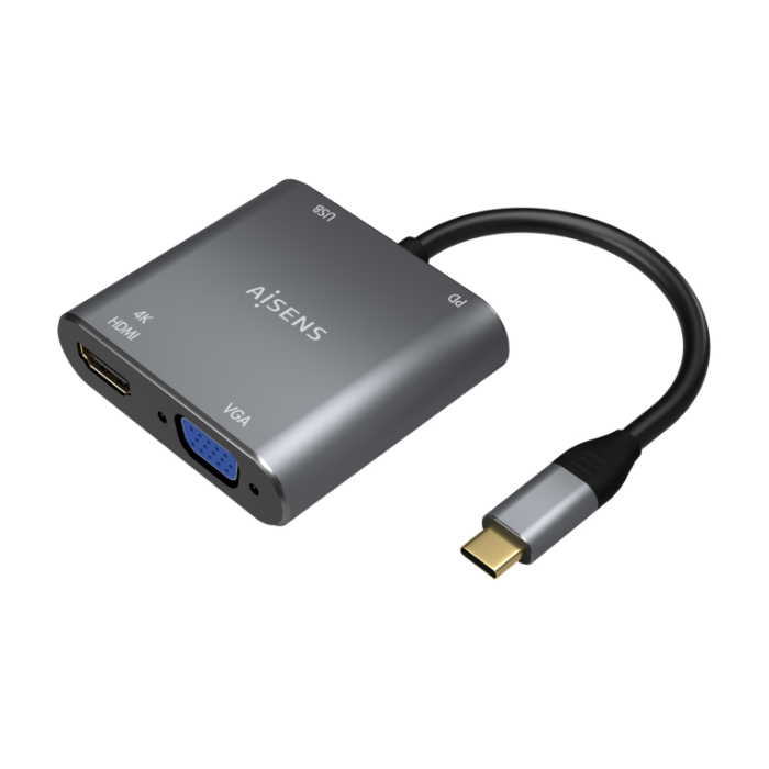 Conversor Aisens A109-0626/ HDMI Hembra - VGA Hembra - USB Tipo-C Macho - USB Hembra - USB Tipo-C Hembra/ 15cm/ Gris Conversor Aisens A109-0626/ HDMI Hembra - VGA Hembra - USB Tipo-C Macho - USB Hembra - USB Tipo-C Hembra/ 15cm/ Gris