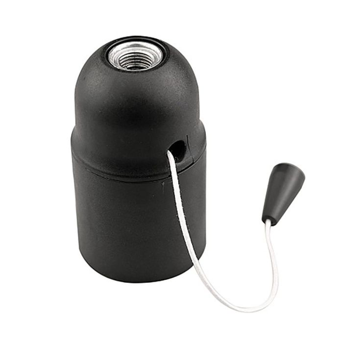 Arditi Portalámparas roscado liso con tirador E27 negro, Ø40 x 70 mm, 250V