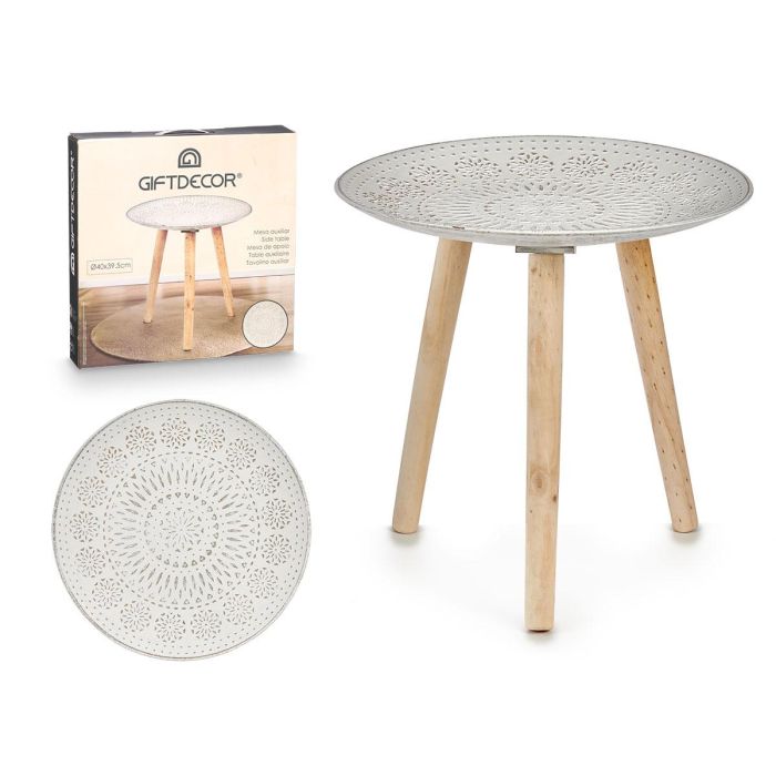 Giftdecor Mesa de Madera Decoración Mandala 40 cm, Blanco y Madera, Eucalipto (6 Unidades) Giftdecor Mesa de Madera Decoración Mandala 40 cm, Blanco y Madera, Eucalipto (6 Unidades)