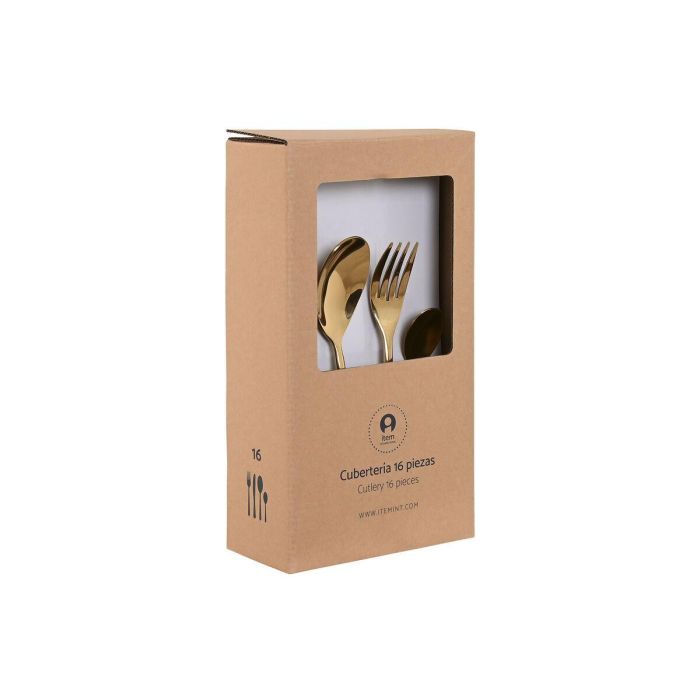 Cuberteria Basicos DKD Home Decor Dorado 0.8 x 23.5 x 1.8 cm Set de 16 4