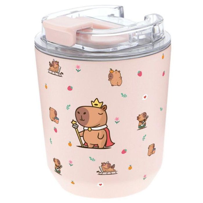 AUREA Vaso Térmico de Café Capibara 280ml Acero Inoxidable sin BPA - Mantiene 6h Frío/4h Caliente Doble Capa Táctil