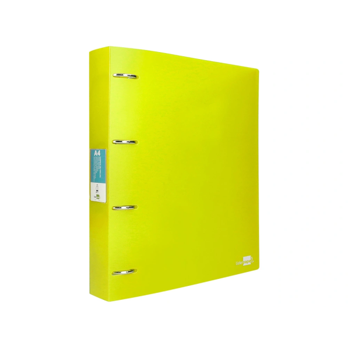 Liderpapel Carpeta 4 anillas 40 mm Polipropileno DIN A4 Amarillo Fluor Opaco 2