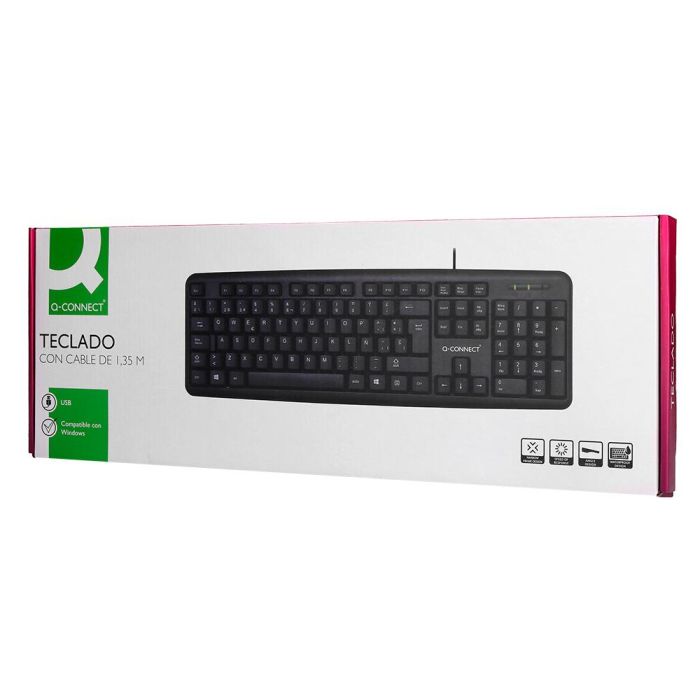 Teclado Q-Connect Con Cable 1,35 Mt Color Negro 6