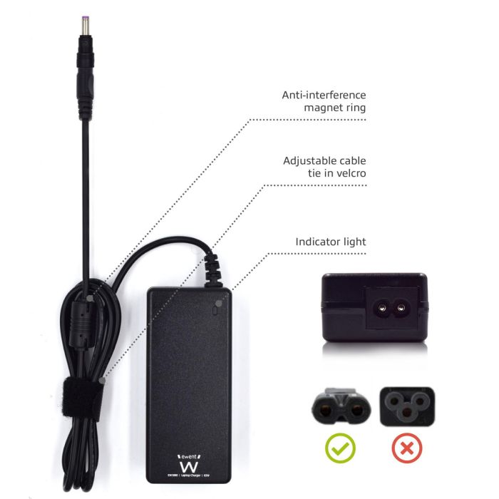 Ewent EW3899 adaptador e inversor de corriente Interior 65 W Negro 2 Ewent EW3899 adaptador e inversor de corriente Interior 65 W Negro 2