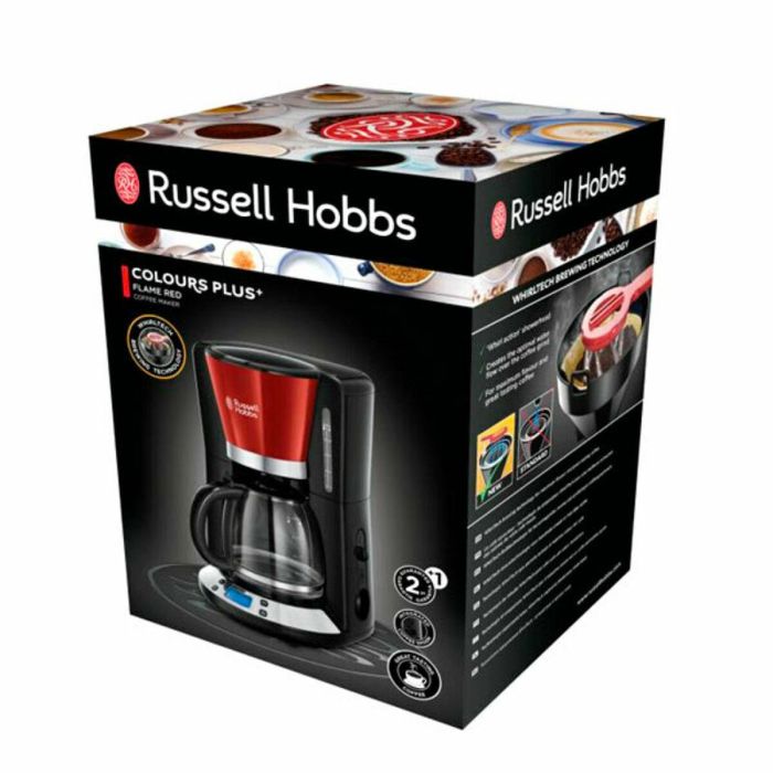 Russell Hobbs 24031-56 Cafetera programable Colors Plus, WhirlTech, 15 tazas, 1100W, Programable 24h, Acero Inoxidable Rojo 2