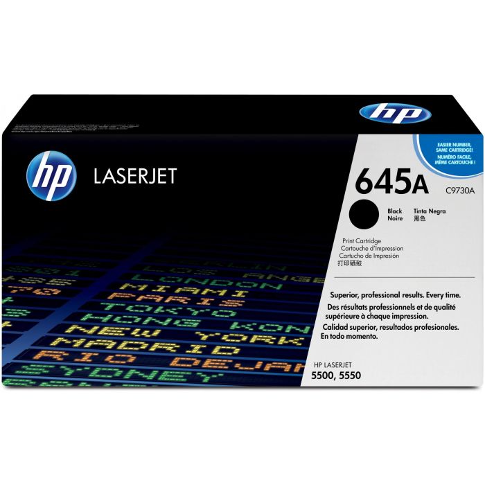 HP Tóner original 645A Negro C9730A para Colour LaserJet, capacidad estándar 13.000 páginas, 1-pack