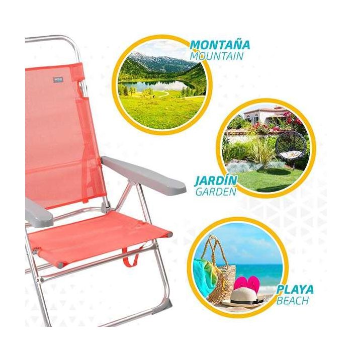 Color Baby Silla Playa Plegable Aluminio Flamingo 5 Posiciones Textilene 48x57x99 cm 5