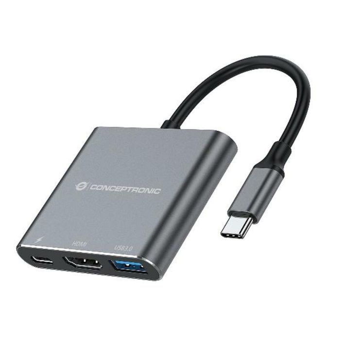 Conceptronic Docking USB-C 3in1 1xHDMI 4K 1xUSB-A 3.0 1xUSB-C Alimentacion 100W