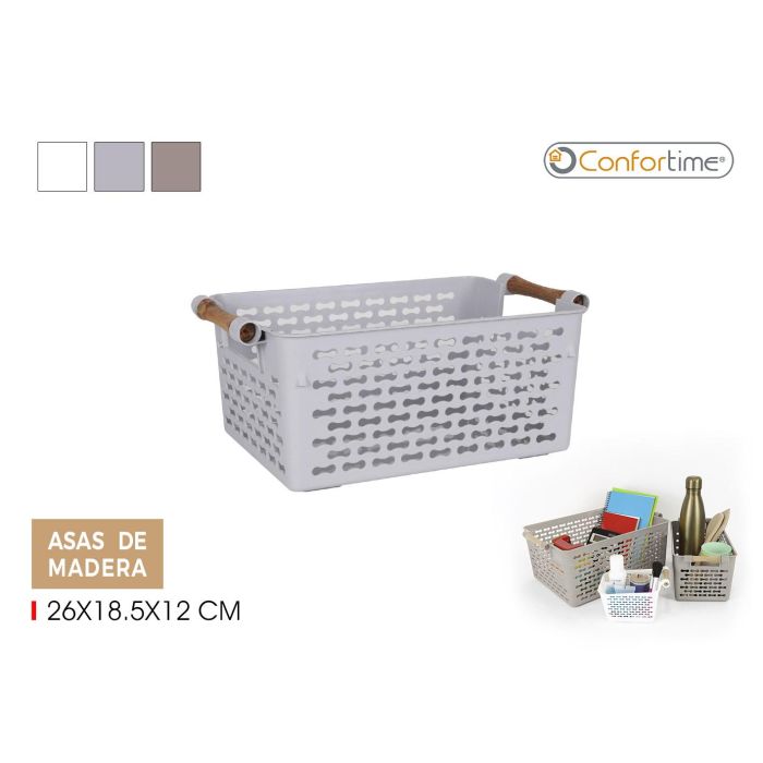 Confortime Cesta Multiusos con Asas de Madera, 30.5 cm Largo x 19 cm Ancho x 12.5 cm Alto (24 Unidades) Confortime Cesta Multiusos con Asas de Madera, 30.5 cm Largo x 19 cm Ancho x 12.5 cm Alto (24 Unidades)