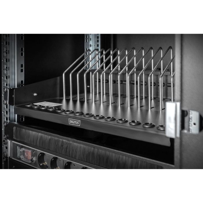 Digitus Estante Extensible para Rack (14 Dispositivos) para Teléfono, Tablet, Portátil, Acero Negro 3