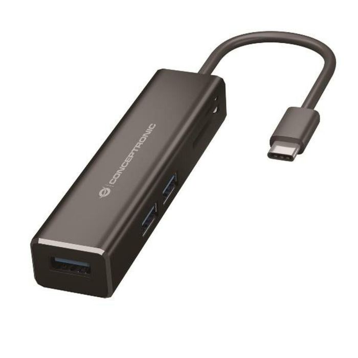 Conceptronic Adaptador USB Tipo C a 3 Puertos 3.0 con Lector de Tarjetas SD/MicroSD, DONN08B, Compatible con Windows, Mac OS, Chrome OS Conceptronic Adaptador USB Tipo C a 3 Puertos 3.0 con Lector de Tarjetas SD/MicroSD, DONN08B, Compatible con Windows, Mac OS, Chrome OS