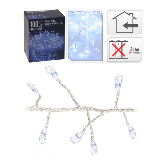 Null Guirnalda a pilas tipo espino fija 100 LEDs blanco frío 1,5m 1