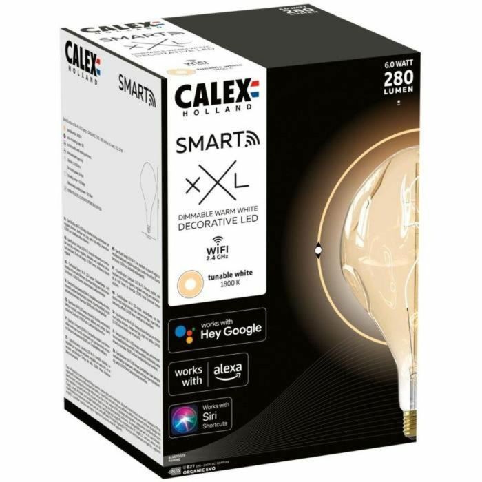 Calex CAL8712879153658 Bombilla LED E27 Smart Organic Evo Filamento Flexible, 6W, 280lm, 1800K, Regulable Oro 1 Calex CAL8712879153658 Bombilla LED E27 Smart Organic Evo Filamento Flexible, 6W, 280lm, 1800K, Regulable Oro 1