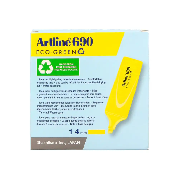 Artline Rotulador Fluorescente EK-690 Eco Green Punta Biselada 1-4 mm Amarillo 1