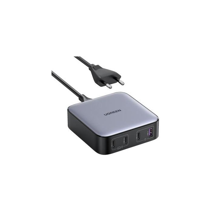 UGREEN 90928 Cargador Universal Nexode 100W con 4 Puertos (3 USB-C, 1 USB-A) Gris Carga Rápida GaN II para MacBook/iPhone/Galaxy