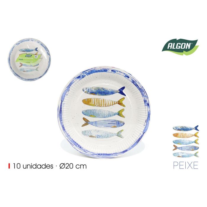 Set de 10 platos de cartón Red Peixe 20 cm Algon - Inde (24 Cajas) Set de 10 platos de cartón Red Peixe 20 cm Algon - Inde (24 Cajas)