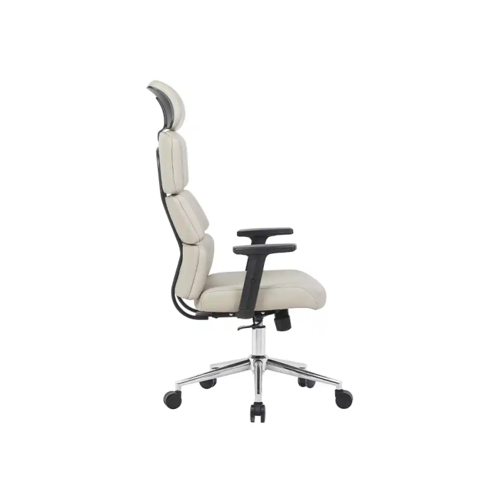 Q-connect Silla de Dirección Aurea Similpiel Gris, Alto Máximo 1400 mm, Ancho 520 mm, Profundo 510 mm, Ruedas Premium 4