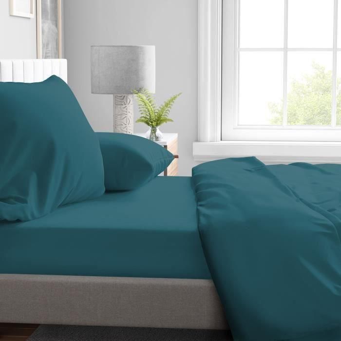 Sábana bajera ajustable - HOME LINGE PASSION - HP72119 - Microfibra 82 g - 140 x 190 cm - Bolsillo de 30 cm - Azul pato 1 Sábana bajera ajustable - HOME LINGE PASSION - HP72119 - Microfibra 82 g - 140 x 190 cm - Bolsillo de 30 cm - Azul pato 1