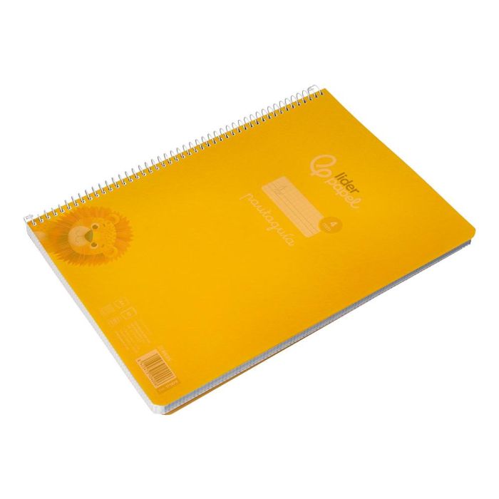 Cuaderno Espiral Liderpapel Din A4 Pautaguia Tapa Plastico80H 90 gr Cuadro Pautado 4 mm Con Margen Color Amarillo 5 unidades 5