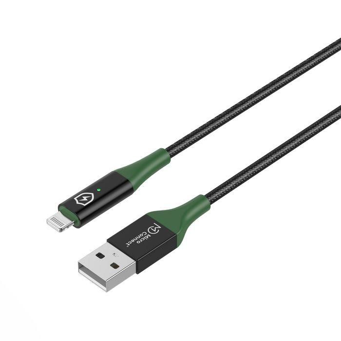 MicroConnect Smart Charge MFI USB-A to Lightning Cable 2m Black/Green 1 MicroConnect Smart Charge MFI USB-A to Lightning Cable 2m Black/Green 1