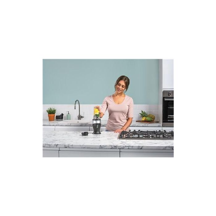 Ninja QB3001EUS Batidora de Vaso Individual para Smoothies 700W con 2 Vasos y Tapas de Viaje 10