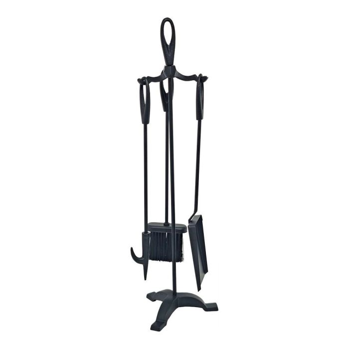Edm | Juego de chimenea 3 piezas de hierro fundido, color negro - Atizador, pala y cepillo incluidos | 19 x 68,5 cm