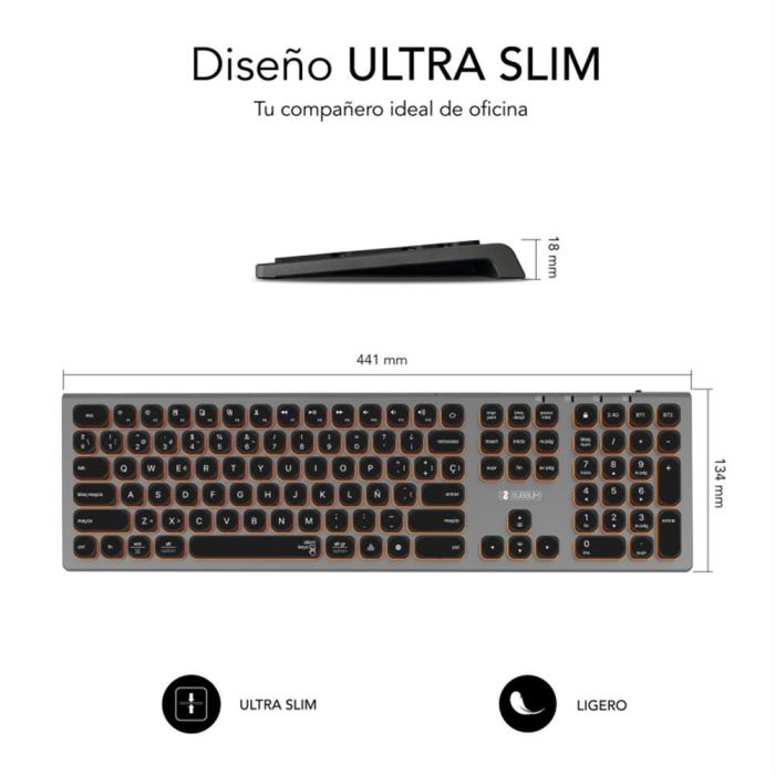 SUBBLIM Teclado Bluetooth/2.4G Master iluminado Ext G/N