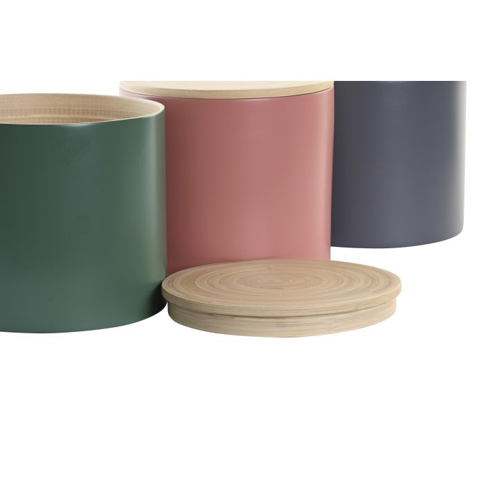 DKD Home Decor Bote Balines de Bambú Reciclable, 2600ml, Set de 3 Unidades, Dimensiones 18x16x18 cm, Colores Surtidos 1 DKD Home Decor Bote Balines de Bambú Reciclable, 2600ml, Set de 3 Unidades, Dimensiones 18x16x18 cm, Colores Surtidos 1