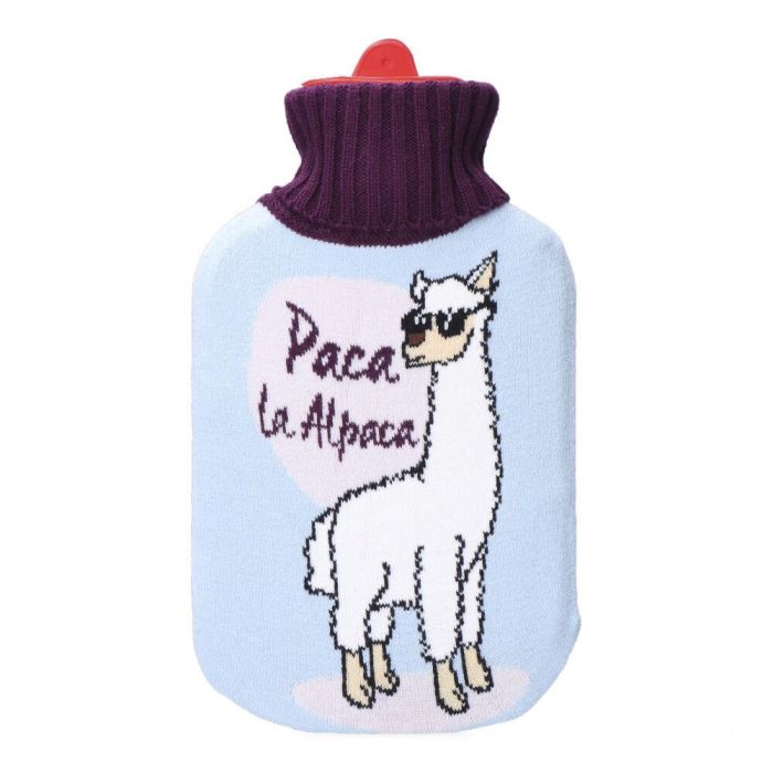 Edm Bolsa de agua caliente Alpaca Pop Star 2L con funda de lana, color celeste