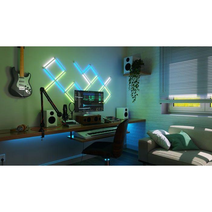 Nanoleaf Lines Squared Expansion Pack 3PK Luces LED Inteligentes Modulares RGBW para Decoración y Ambiente con Sincronización de Música y Pantalla 3